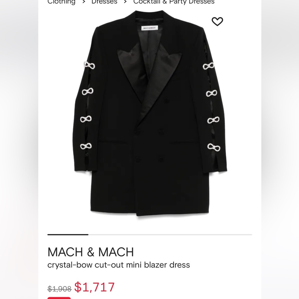 Mach & Mach Black Blazer with Crystal Bow Accents